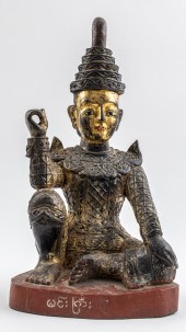 BURMESE GILTWOOD NAT STATUE An