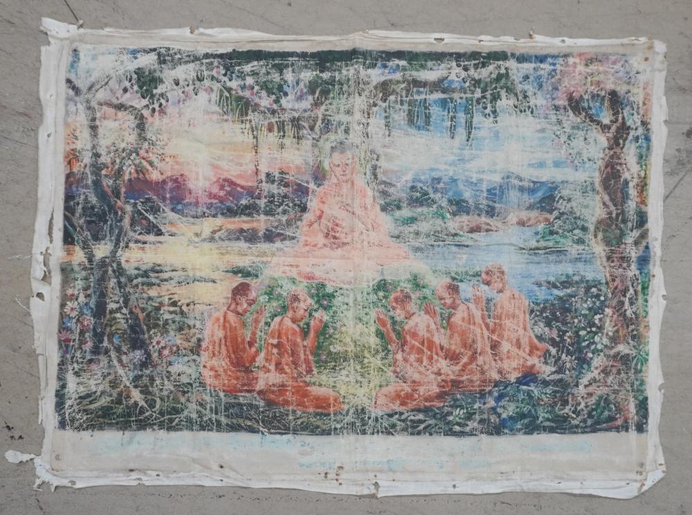 BURMESE GOUACHE ON LINEN THANGKA, 3