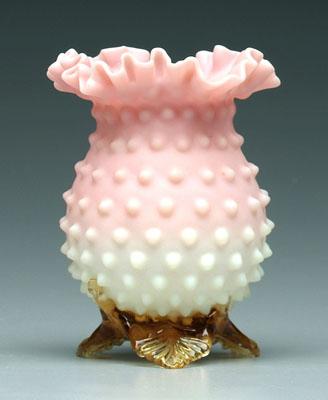 Burmese hobnail vase, satin finish,