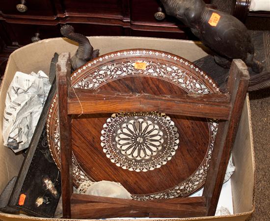 Burmese ivory inlaid rosewood