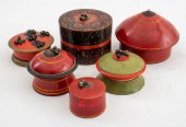 BURMESE LACQUERED BETEL BOXES,