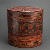 BURMESE LACQUERED CYLINDRICAL