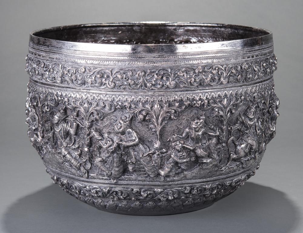 BURMESE OR THAI SILVER REPOUSSE