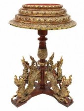 BURMESE PARCEL GILT & RED LACQ