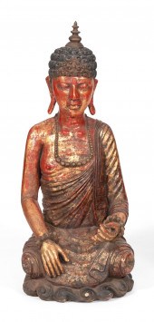 BURMESE RED AND GILT LACQUERED