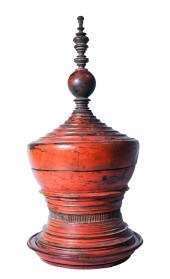 BURMESE RED LACQUER TURNED WOO