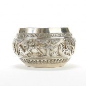 BURMESE SILVER ALMS BOWLThis B