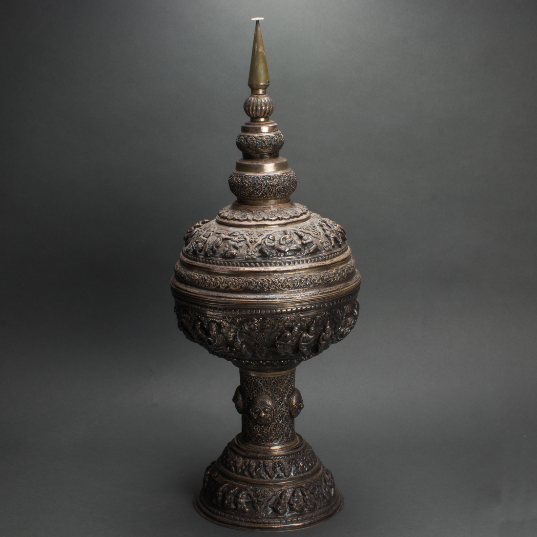 BURMESE SILVER OFFERING VESSEL