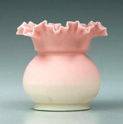 Burmese vase, satin finish, ruffled