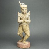 BURMESE WOOD DANCING FIGURE Bu