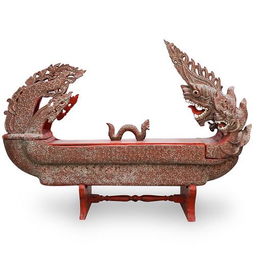 BURMESE WOODEN DRAGON BOAT