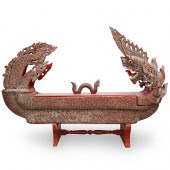 BURMESE WOODEN DRAGON BOAT BOX