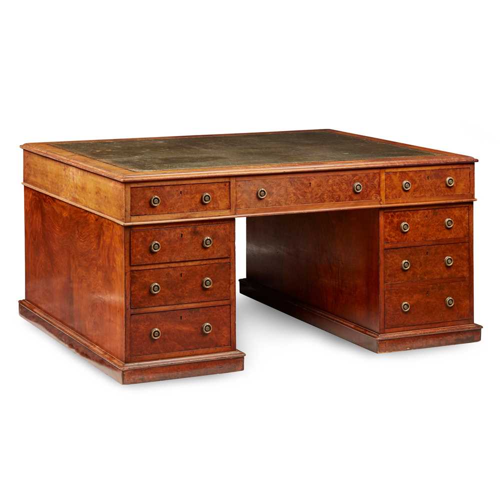 BURR WALNUT PARTNER'S PEDESTAL