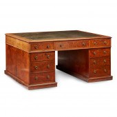 BURR WALNUT PARTNER'S PEDESTAL