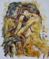 BURRETT, TWO WOMEN EMBRACING,