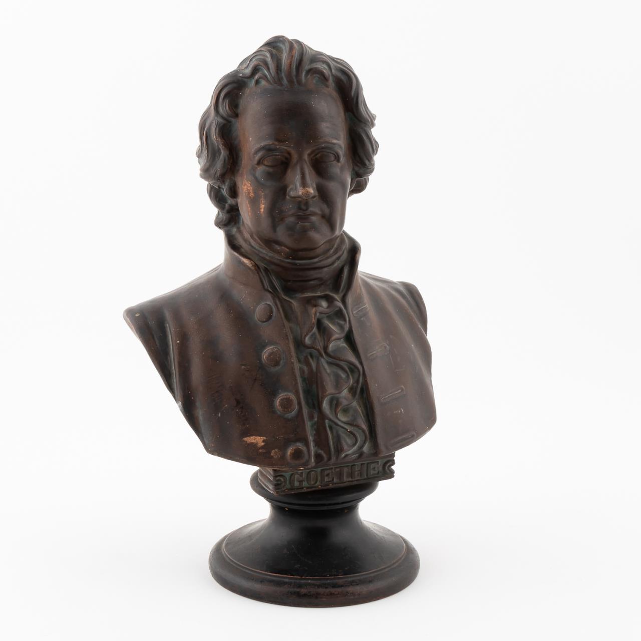 BUST OF GOETHE, PAINTED TERRACOTTA,