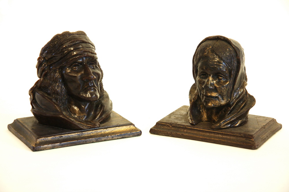 BUSTS - Pair bronze colored wax