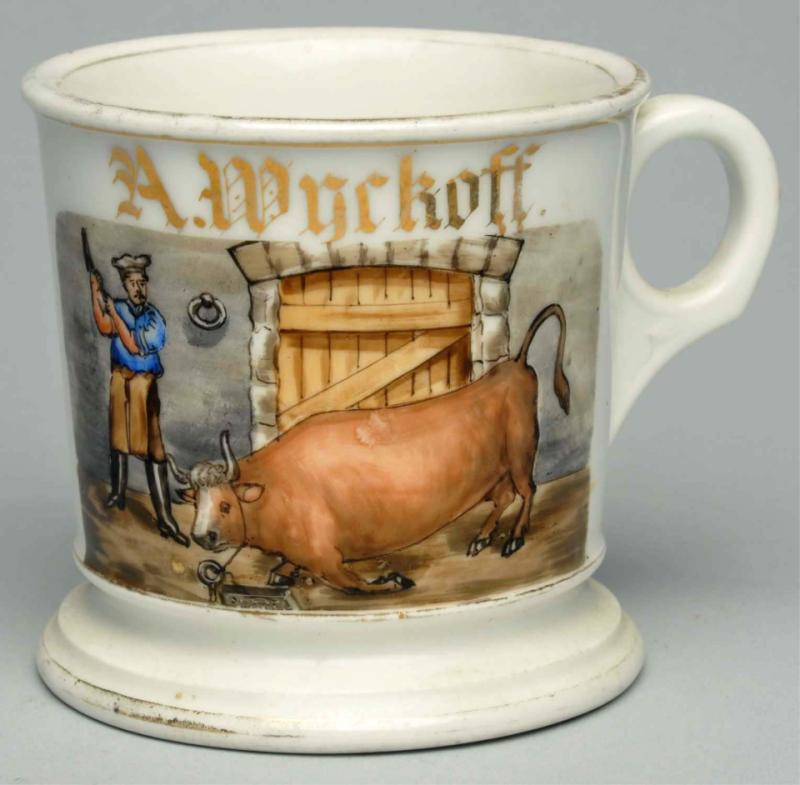Butchers Shaving Mug.  Gilt name