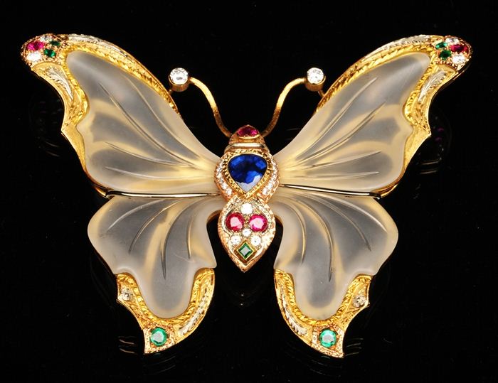 BUTTERFLY BROOCH Stamped 750 and
