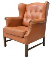 BUTTON-TUFTED LEATHER WINGBACK