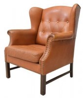 BUTTON-TUFTED LEATHER WINGBACK