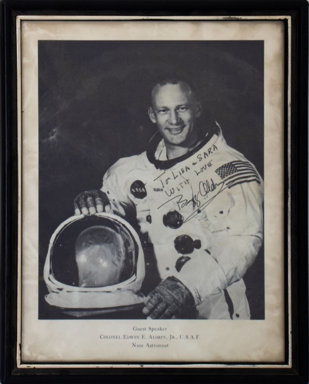 BUZZ ALDRIN AUTOGRAPHED BLACK AND