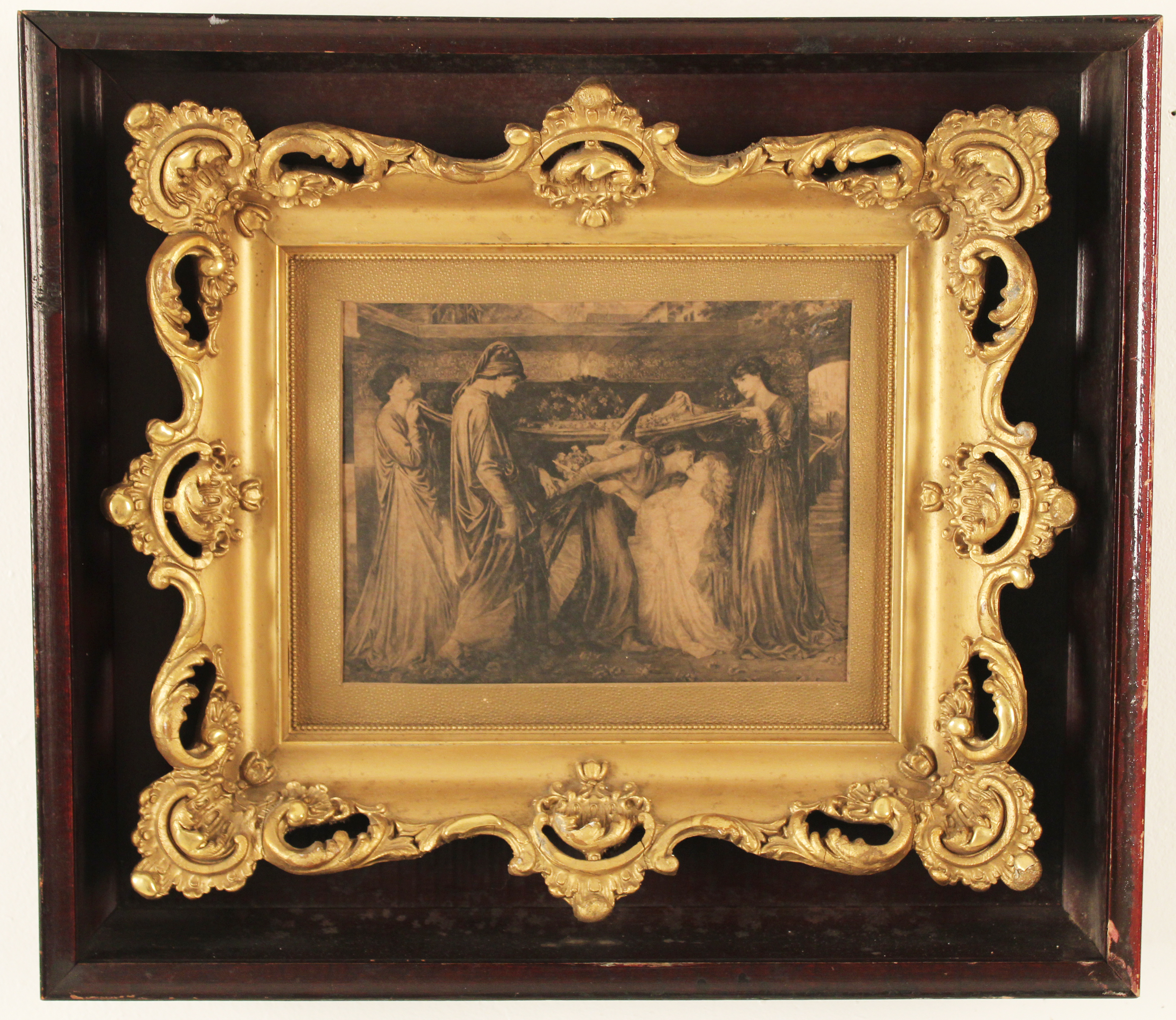 B/W PRINT IN 19TH C. GOLD GILT