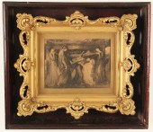 B/W PRINT IN 19TH C. GOLD GILT