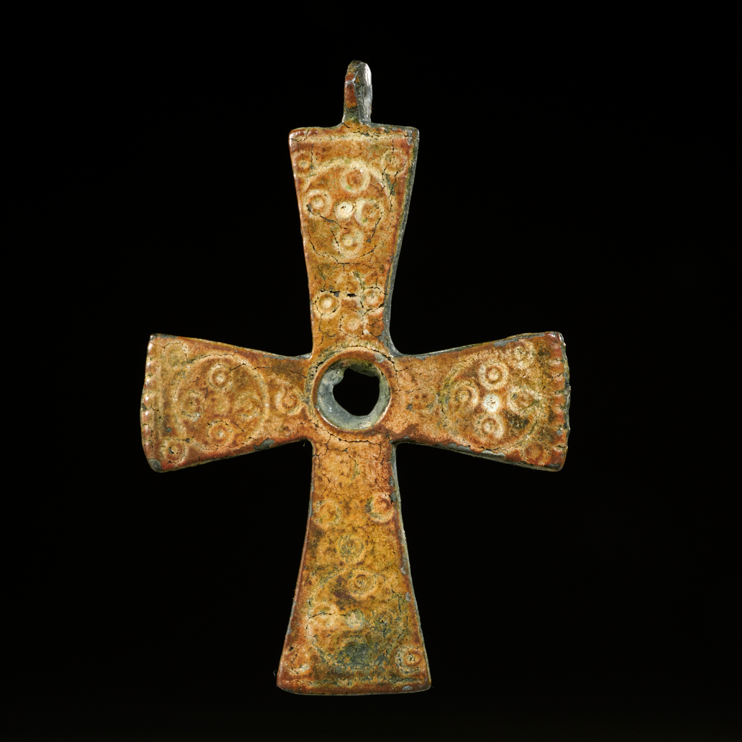 BYZANTINE ENAMELED BRONZE CROSS