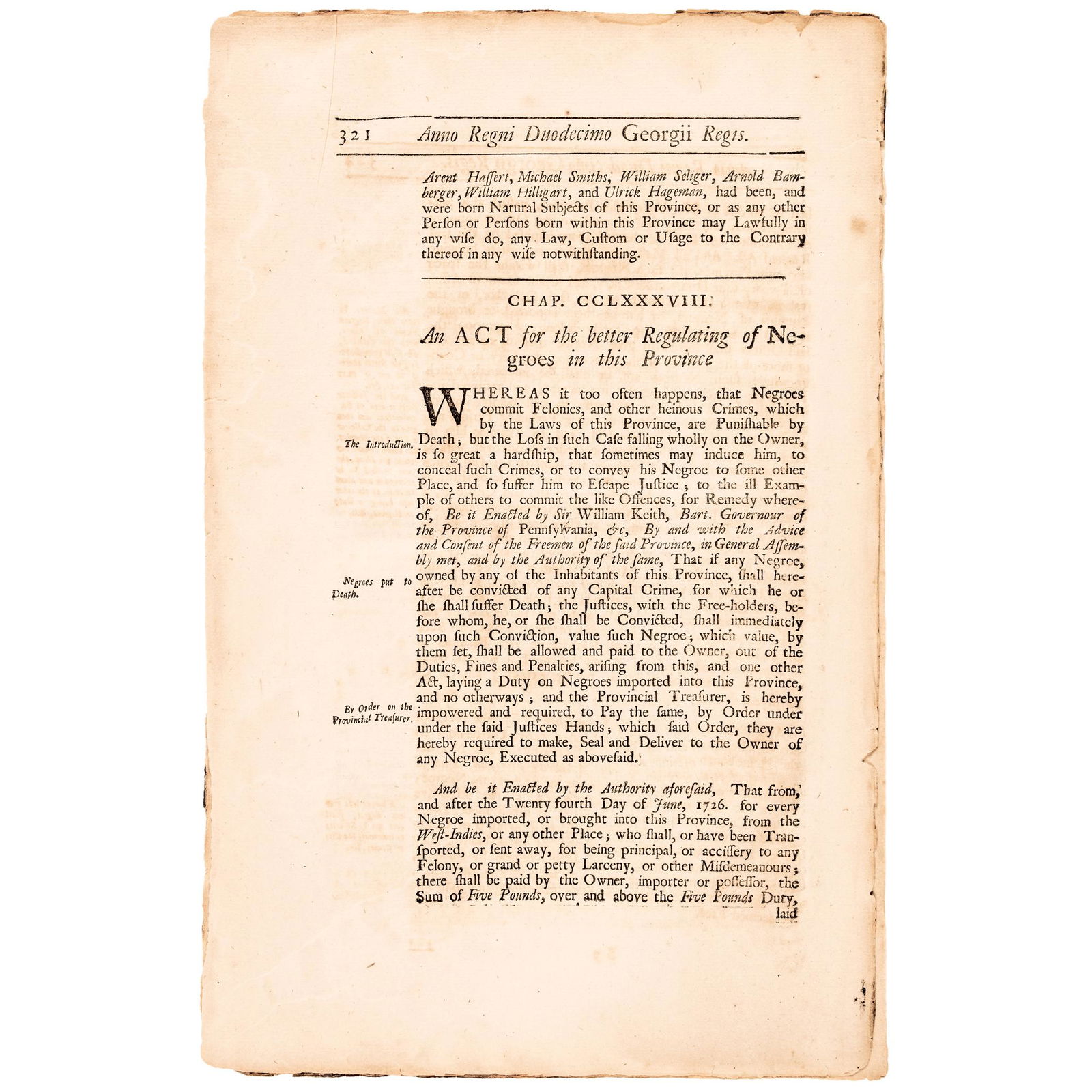 C. 1725 COLONIAL PENNSYLVANIA