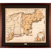 C 1730 HAND-COLORED MAP OF NEW