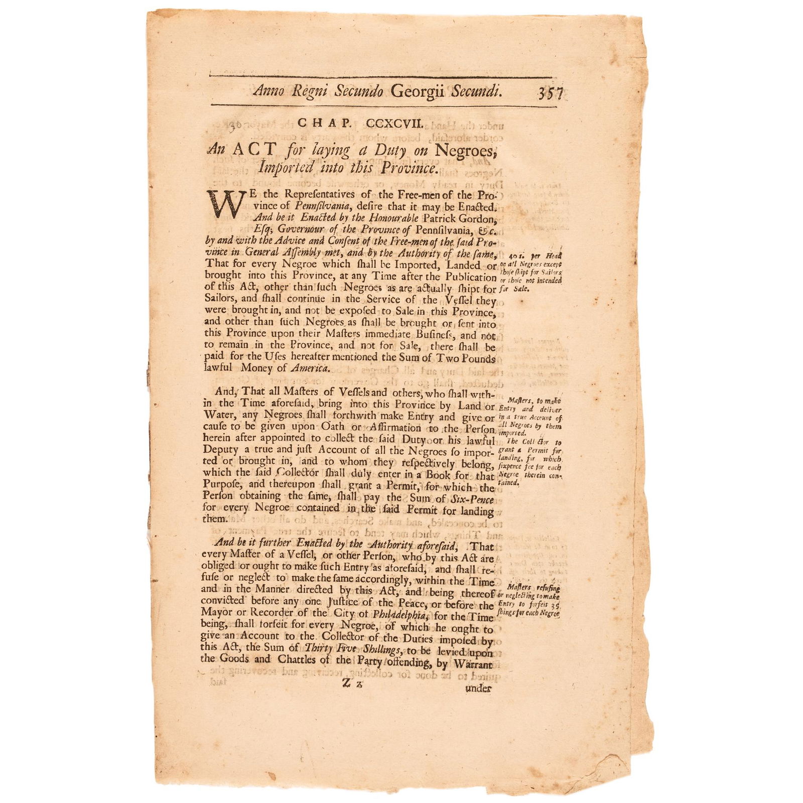C 1760 ACT FOR LAYING A DUTY ON