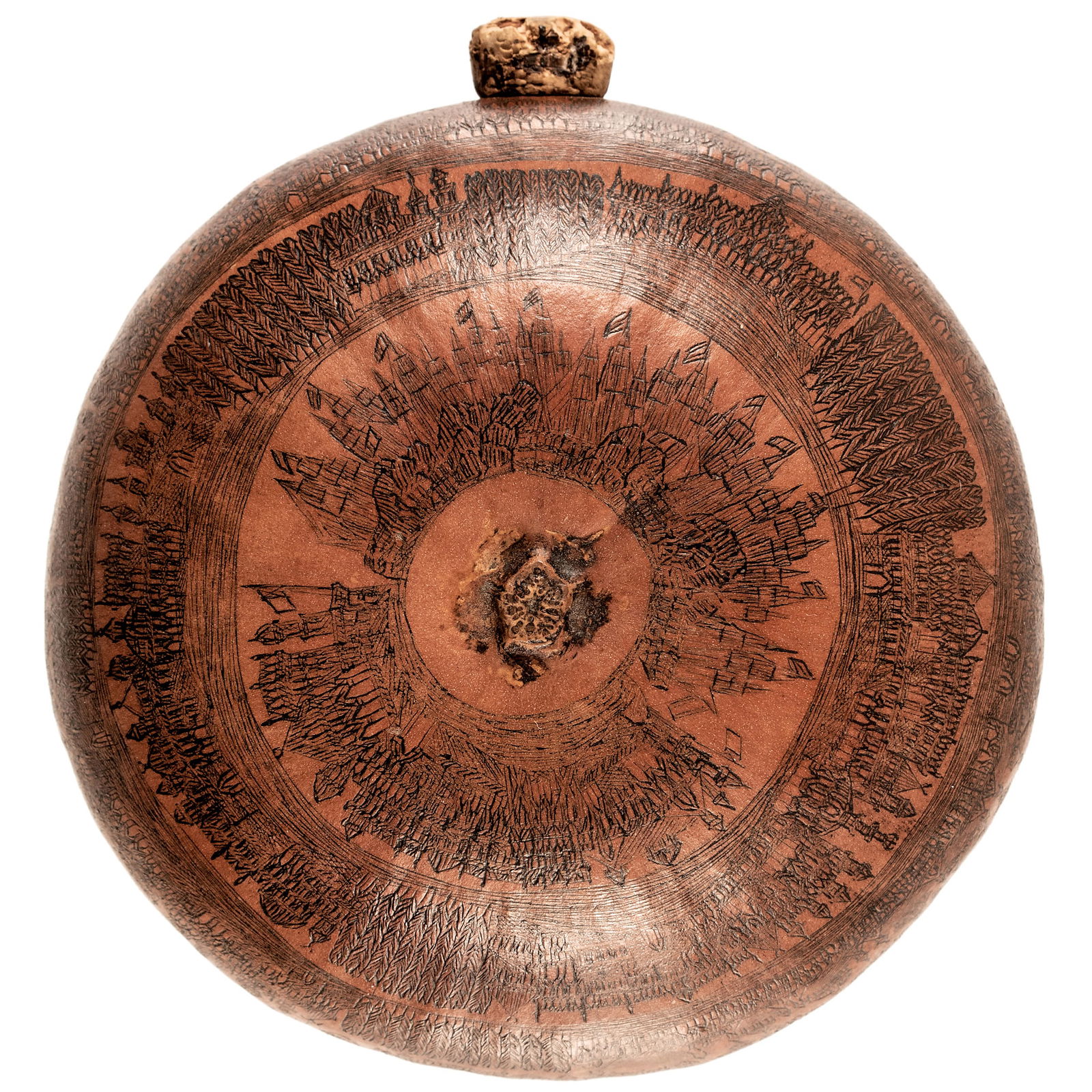 C. 1800 SCRIMSHAW DECORATED GOURD