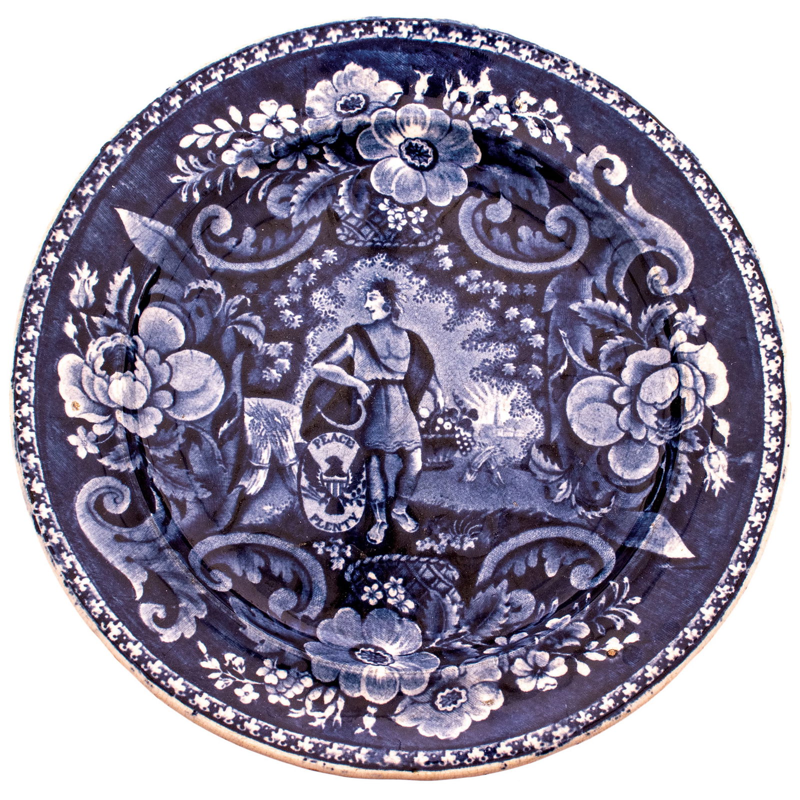C. 1820 SET OF FIVE HISTORICAL BLUE