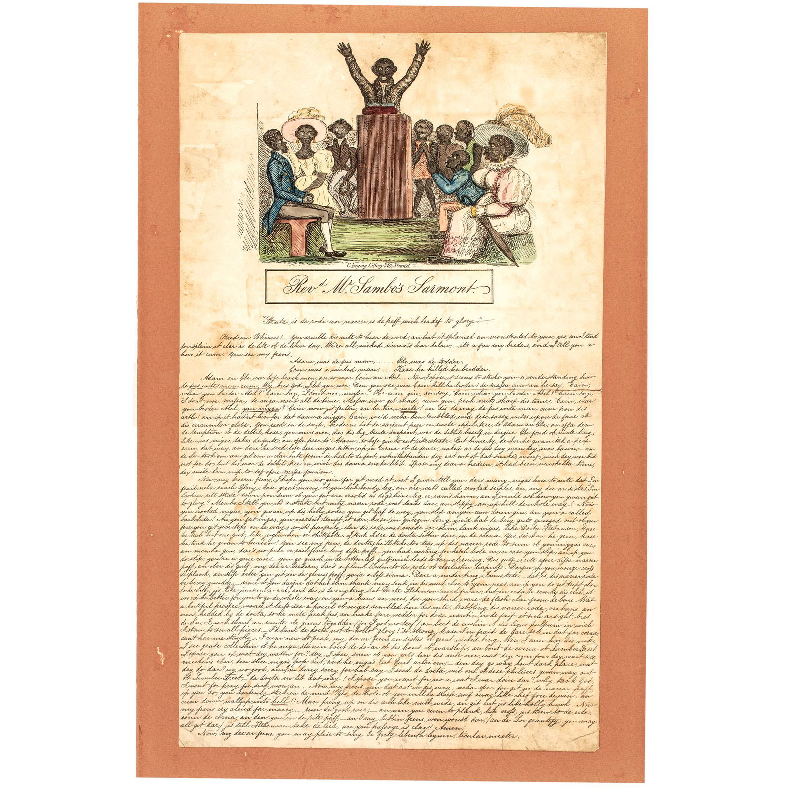 C 1850 BLACK HISTORY HANDCOLORED