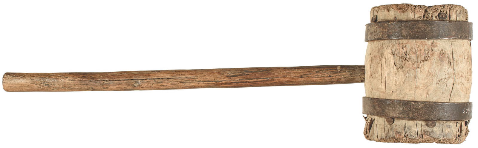 C. 1850 LARGE ANTIQUE IRON BANDED