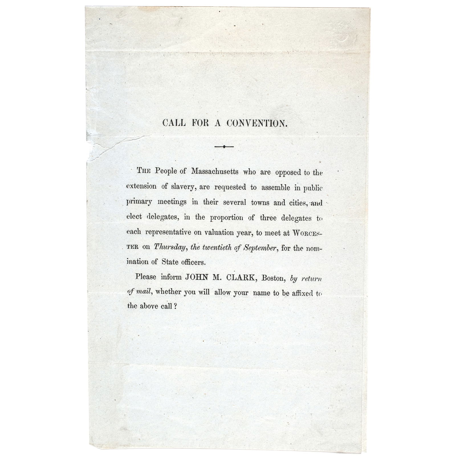 C. 1855 ANTI-SLAVERY BROADSIDE CALL