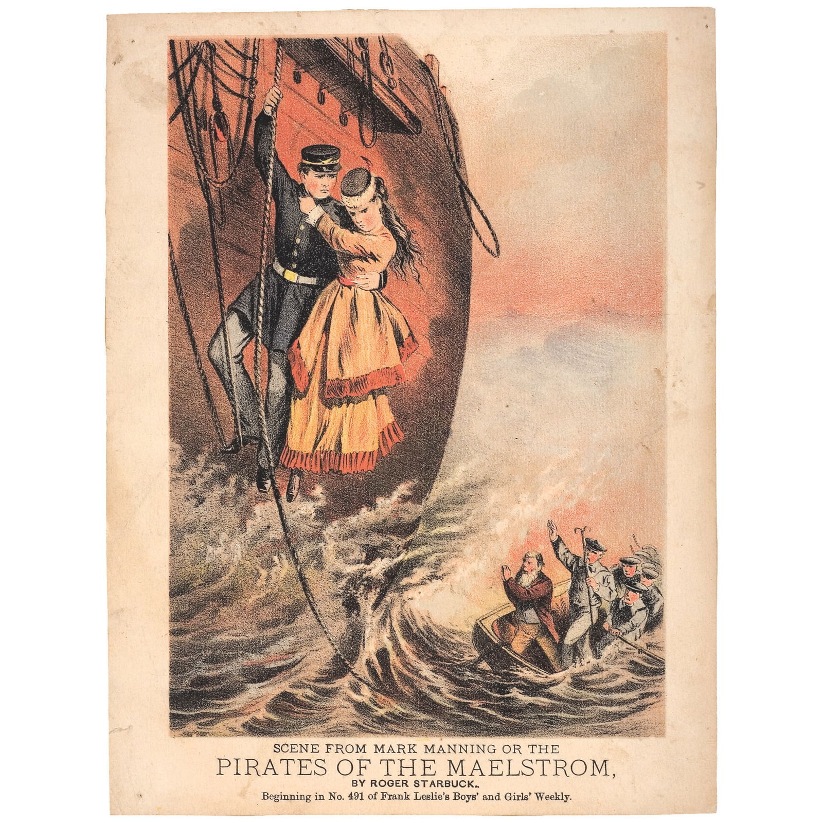 C 1860 NAUTICAL COLOR PRINT FROM