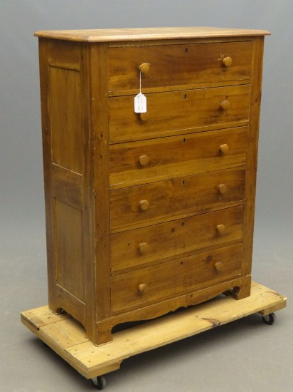 C. 1900 cottage pine tall chest.