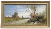 C. 1900 pastel landscape signe