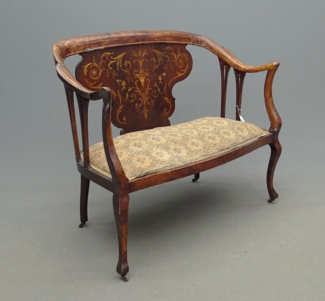 C. 1900's inlaid settee. 43 1/2''