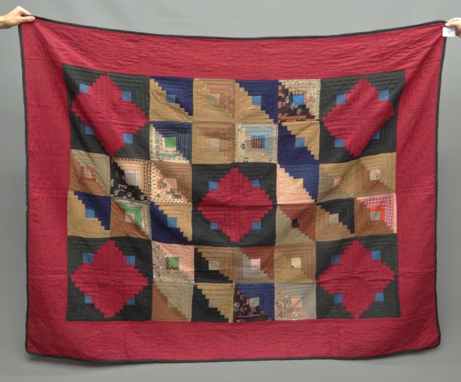 C. 1900's Penna. log cabin quilt.