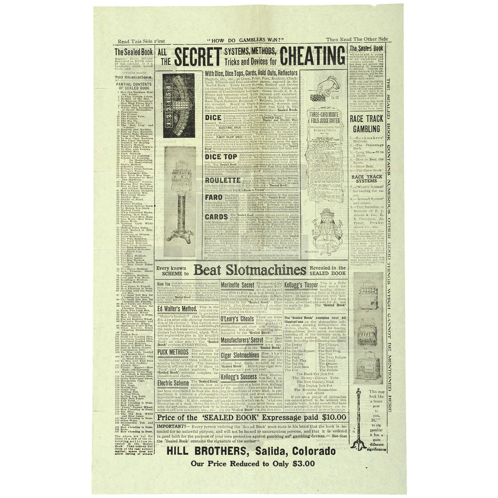 C. 1910, GAMBLING ADVERTISING
