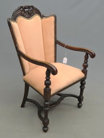 c. 1920's carved upholstered
