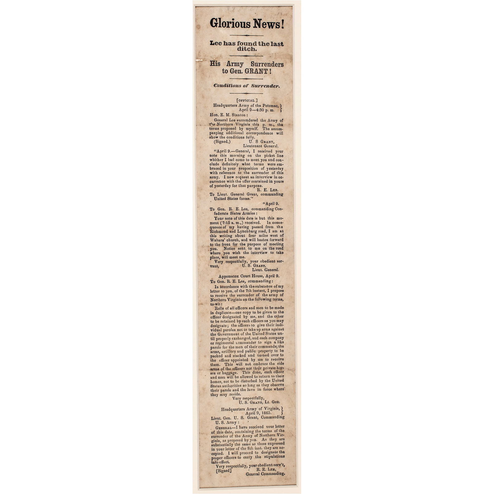 C APRIL 9, 1865 CIVIL WAR