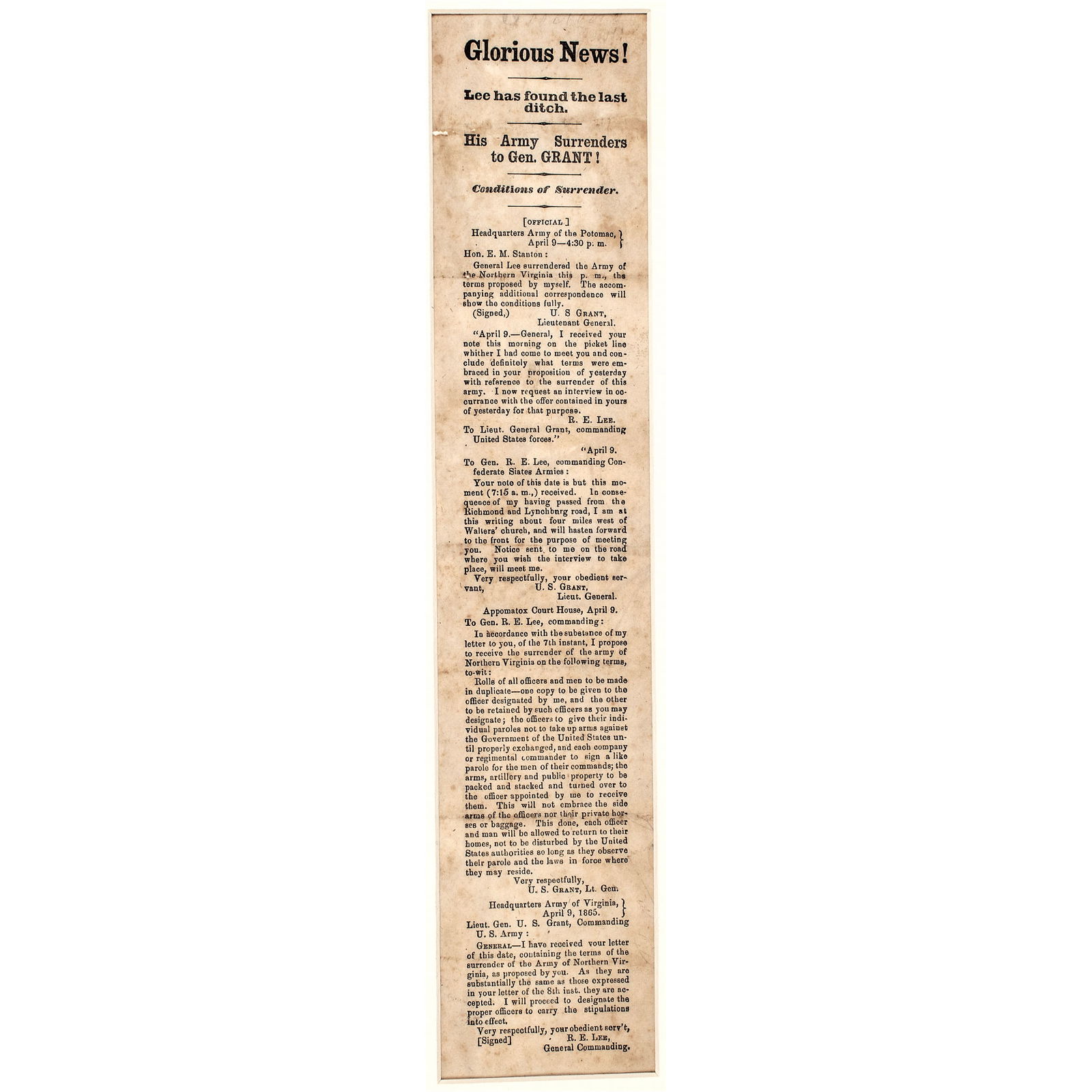C APRIL 9, 1865 CIVIL WAR