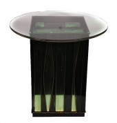 C. JERE, BRASS & GLASS SIDE TA