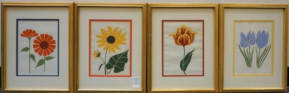 C. SIMPSON, FLOWERS, FOUR PRINTS,