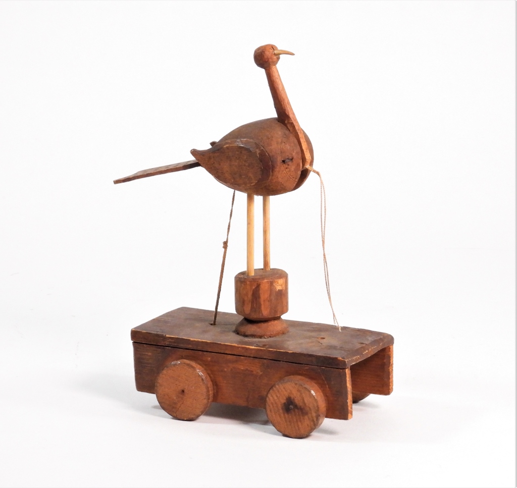 C1875 PRIMITIVE FOLK WOOD WHEELED