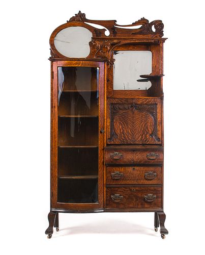 C.1890 QUARTERSAWN OAK LIONS HEAD